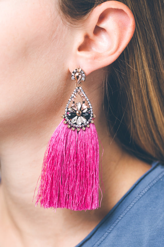 Heiress Tassel Earrings | Magenta