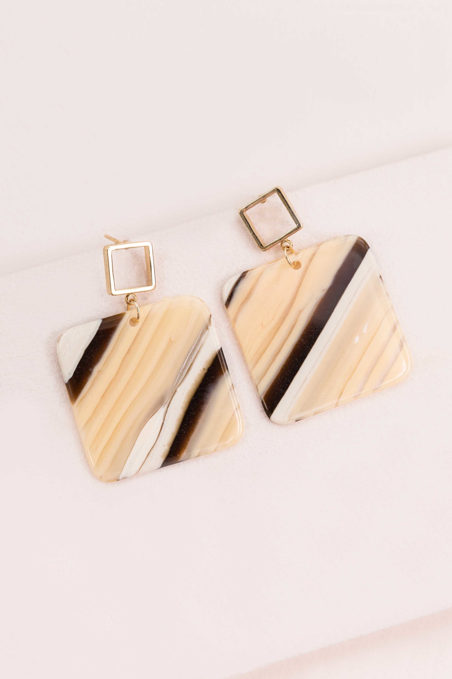 Safari Square Drop Earrings | Tan