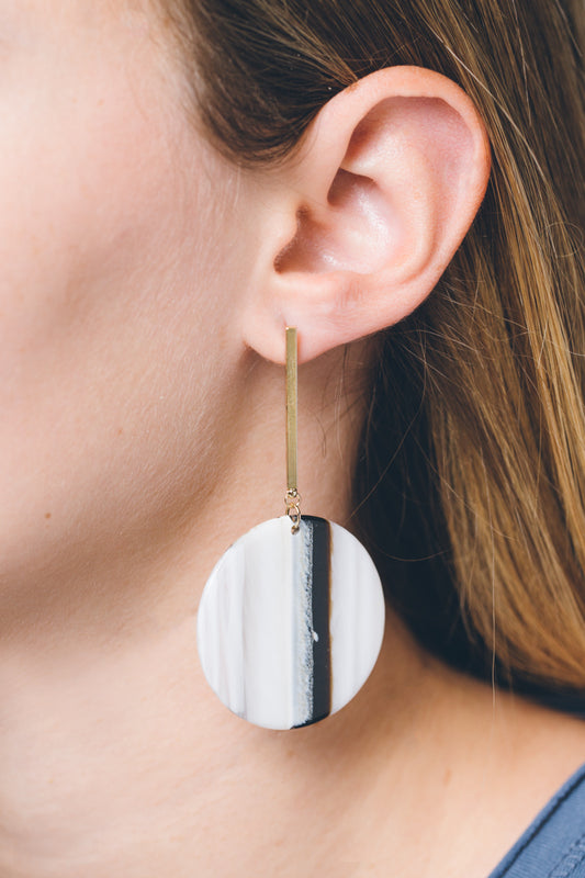 Safari Circle Drop Earrings | White