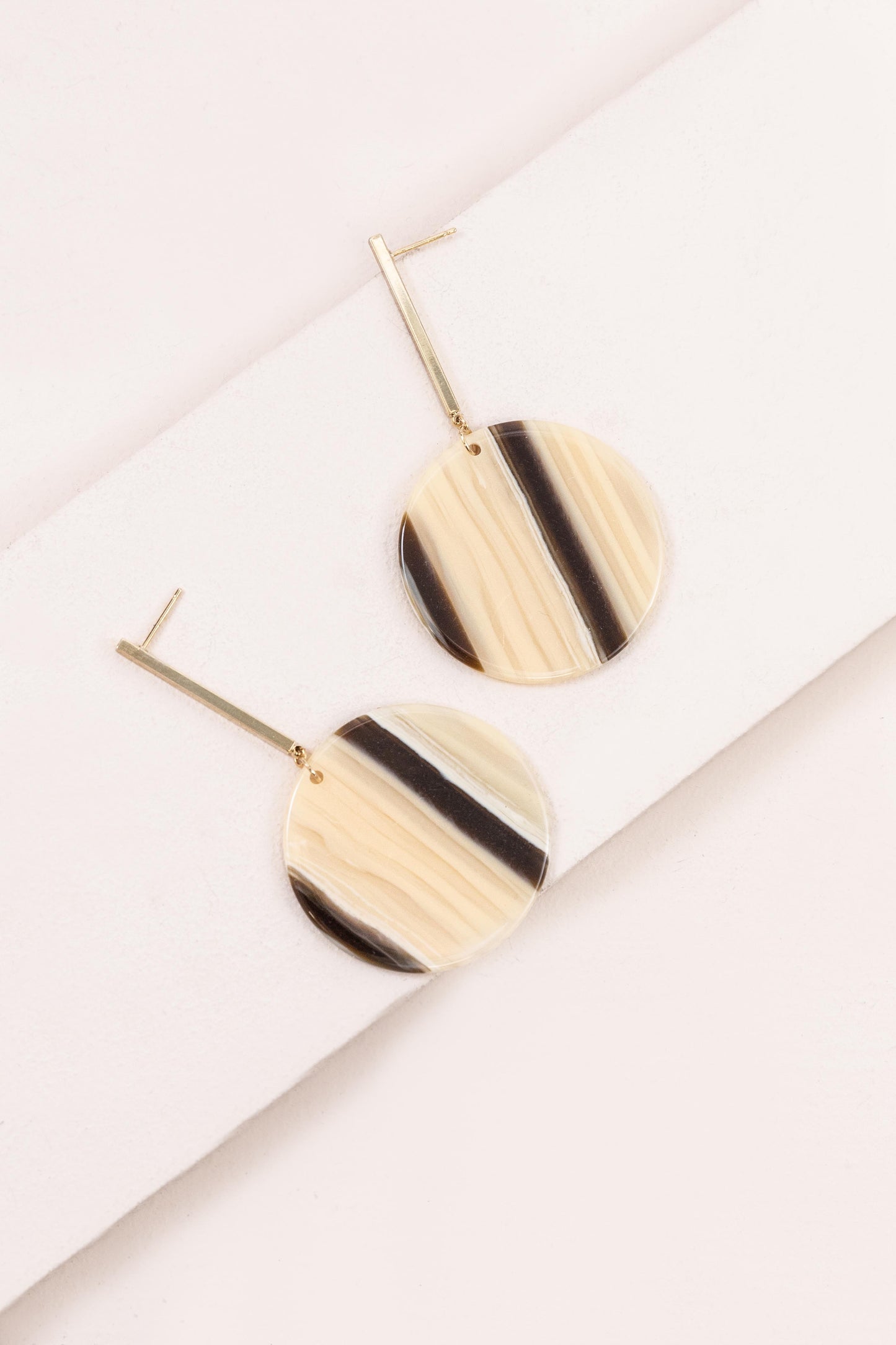 Safari Circle Drop Earrings | Tan
