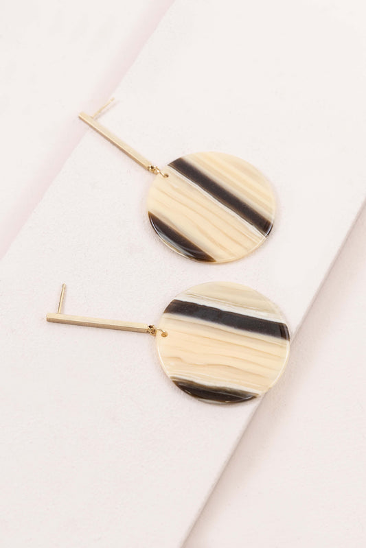 Safari Circle Drop Earrings | Tan