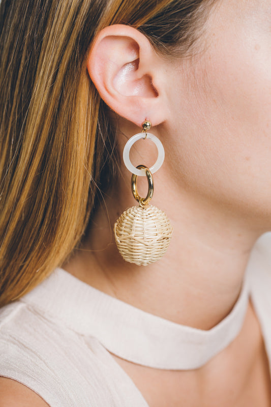 Wicker Orb Dangle Earrings