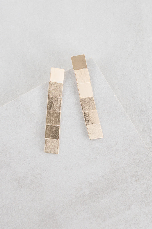 Building Block Drop Earrings | Gold