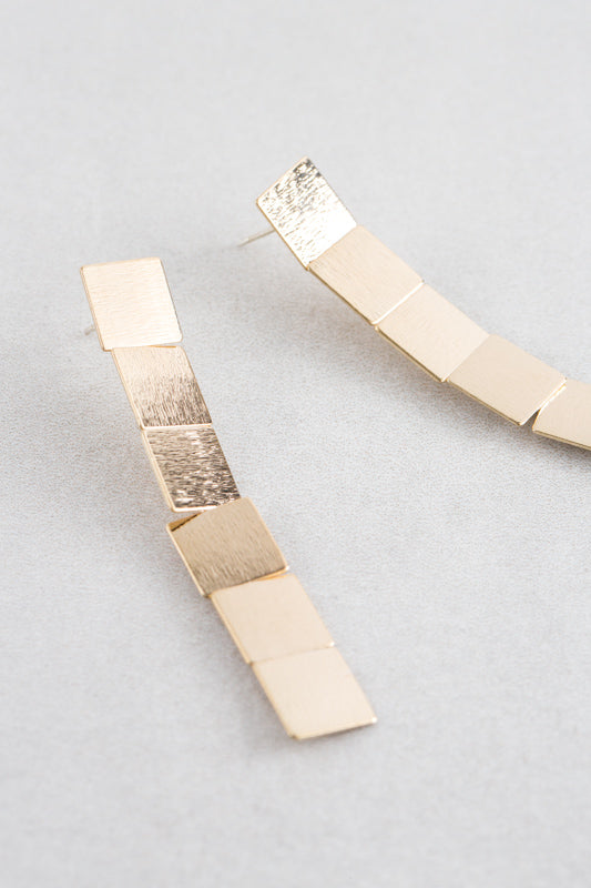 Building Block Drop Earrings | Gold