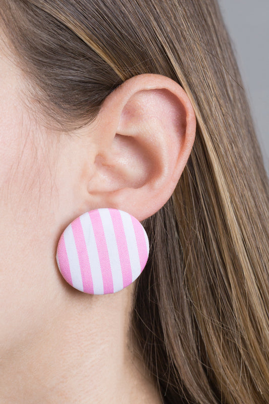 Button Stripe Earrings | Pink