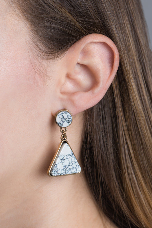 Marble Swing Earrings | White