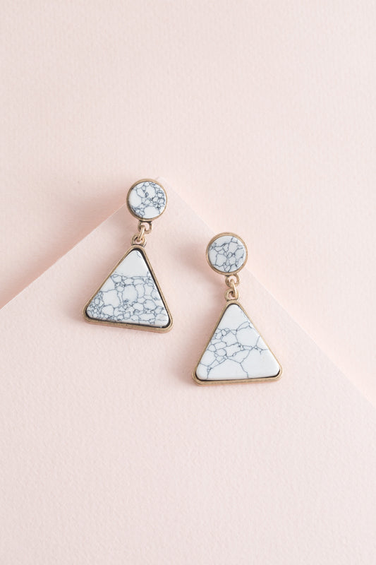 Marble Swing Earrings | White