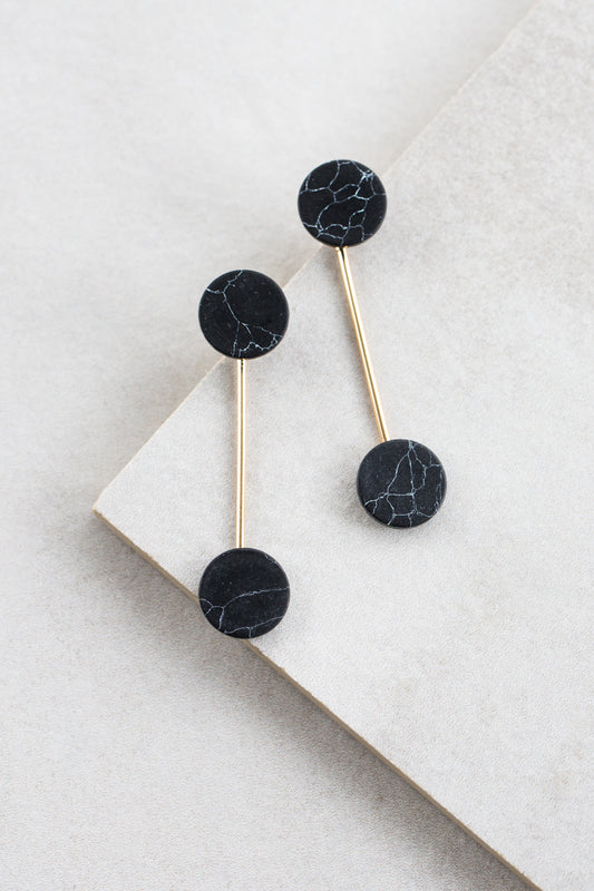 Stellar Marble Ear Jacket Earrings | Black