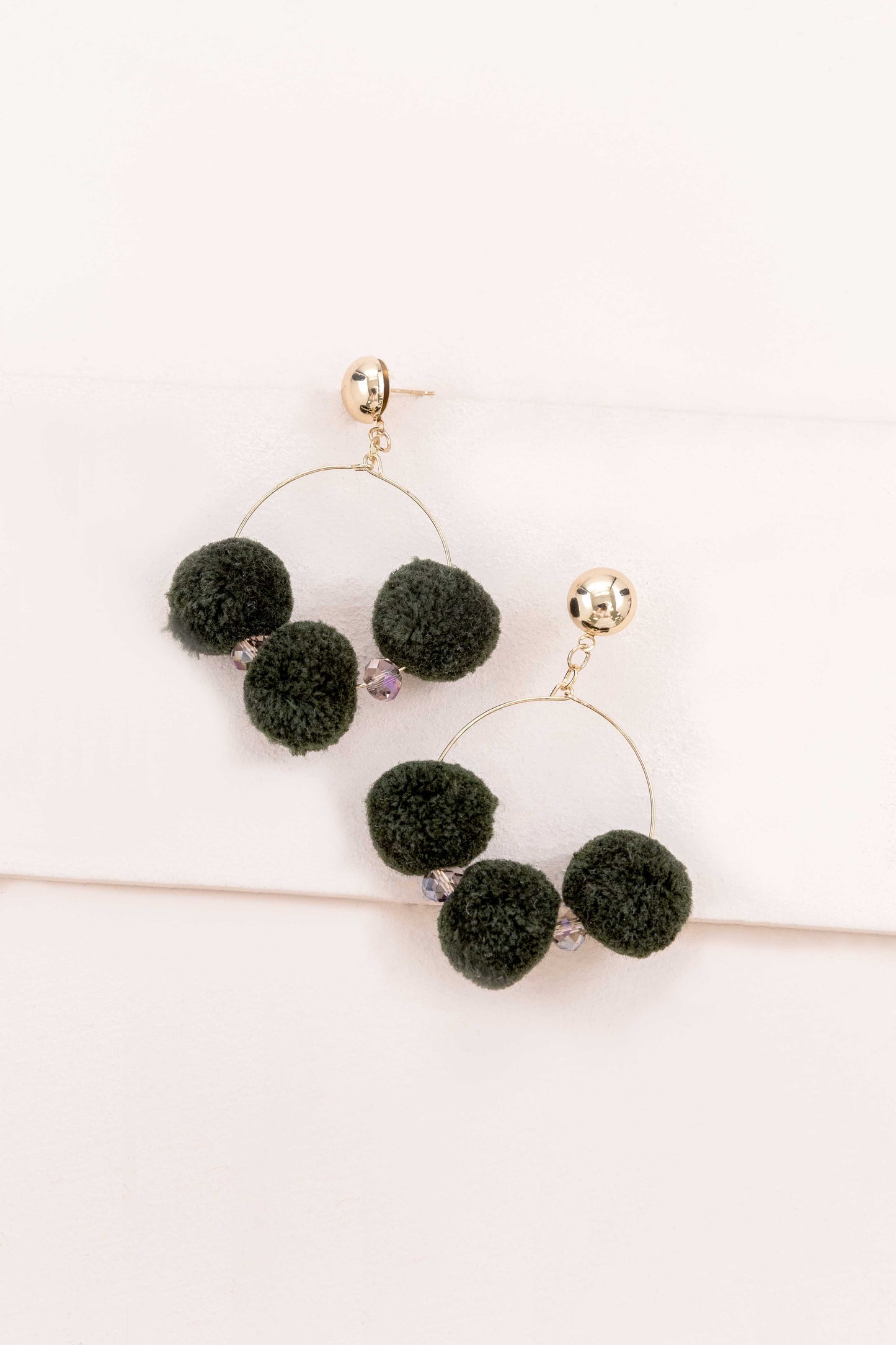 Rio Pom Earrings | Dark Green
