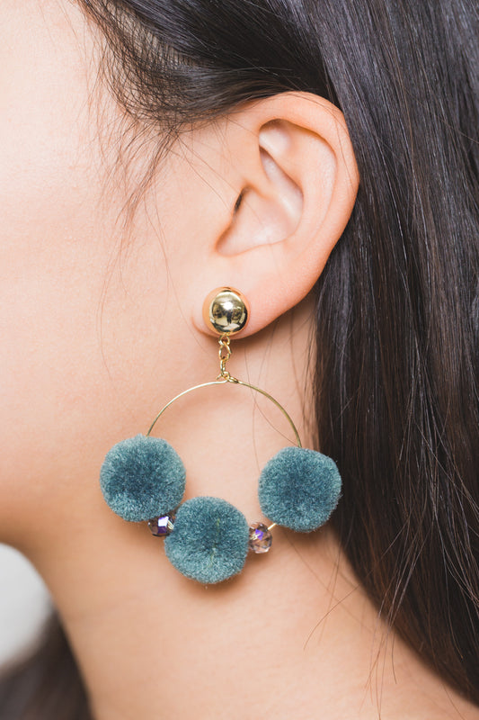 Rio Pom Earrings | Green