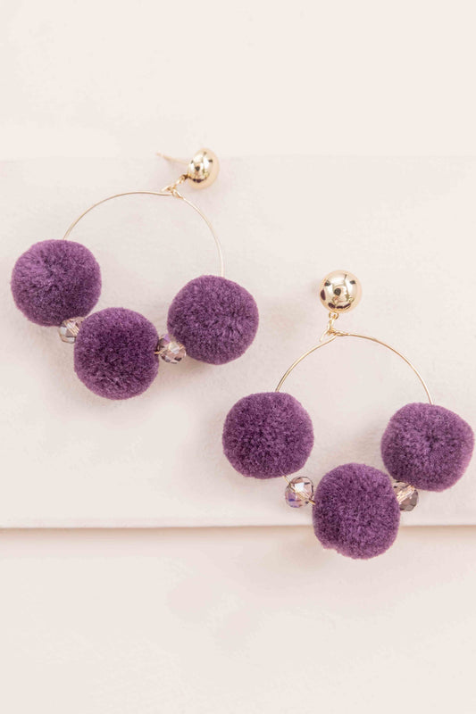 Rio Pom Earrings | Purple