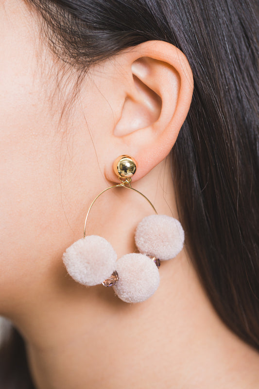 Rio Pom Earrings | Tan