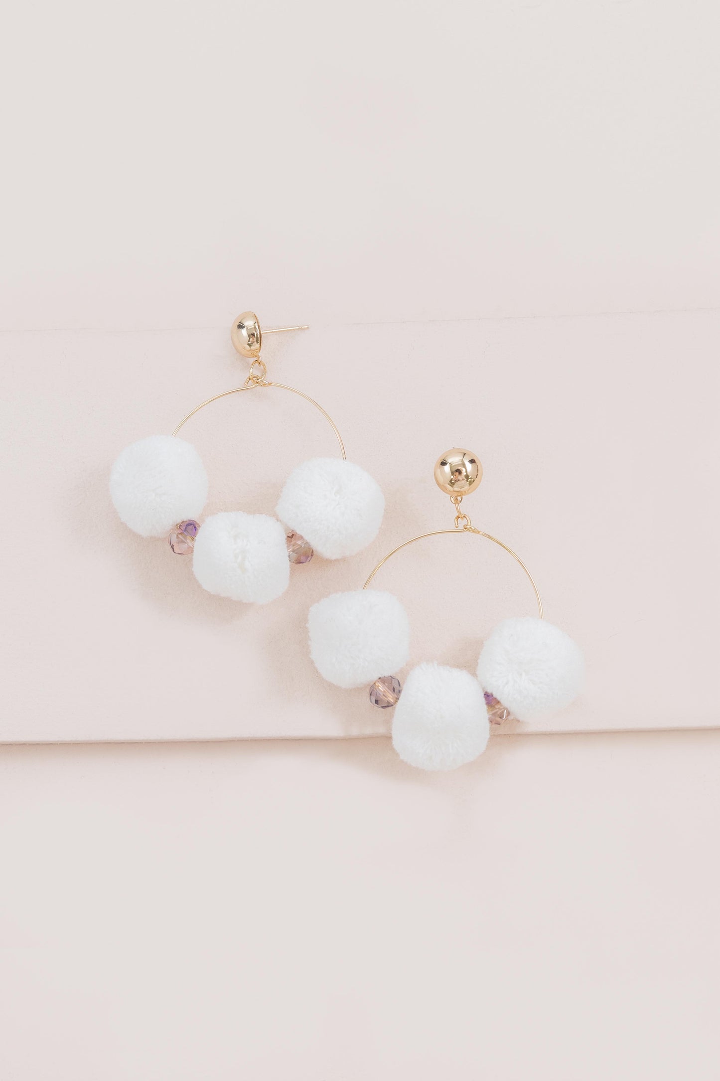 Rio Pom Earrings | White
