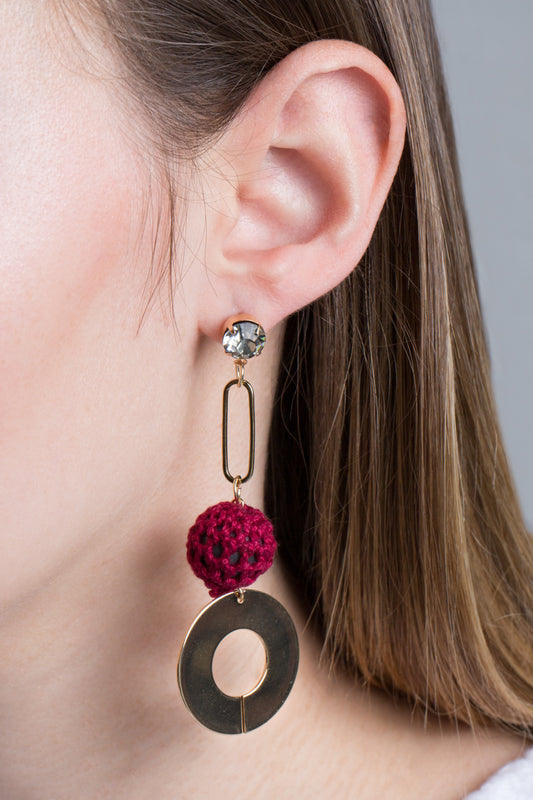 Aura Crochet Earrings | Maroon
