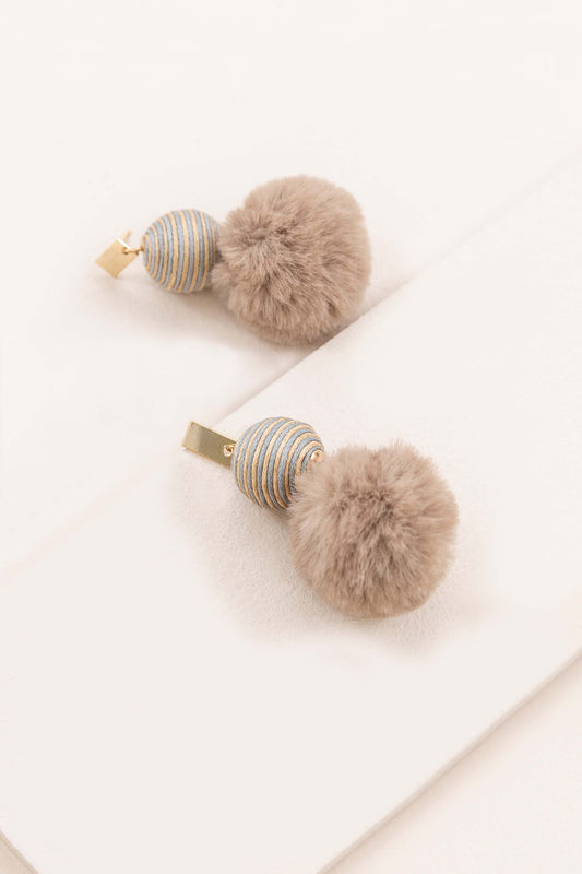 Poms Away Earrings | Tan