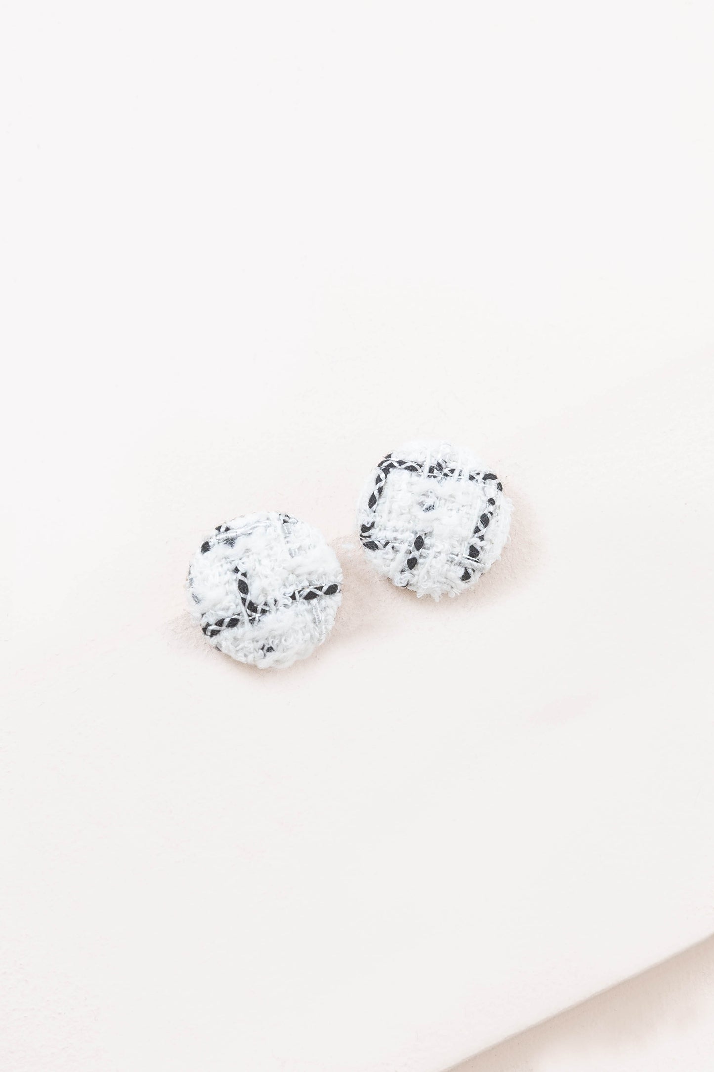 Button Up Tweed Earrings