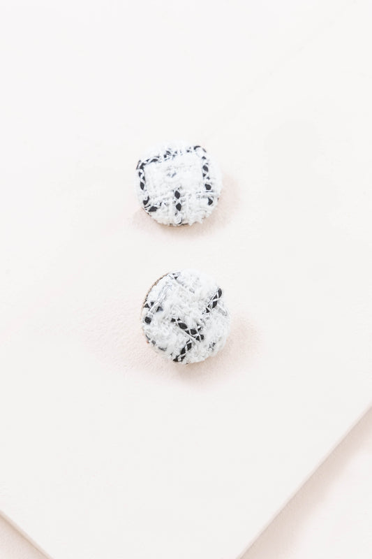 Button Up Tweed Earrings