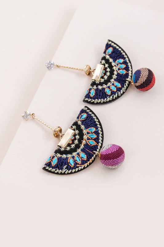 Zambesi Fan Earrings | Navy