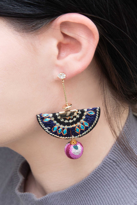 Zambesi Fan Earrings | Navy