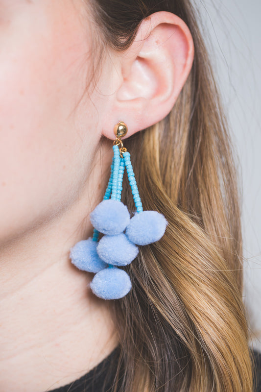 Cha Cha Pom Earrings | Blue
