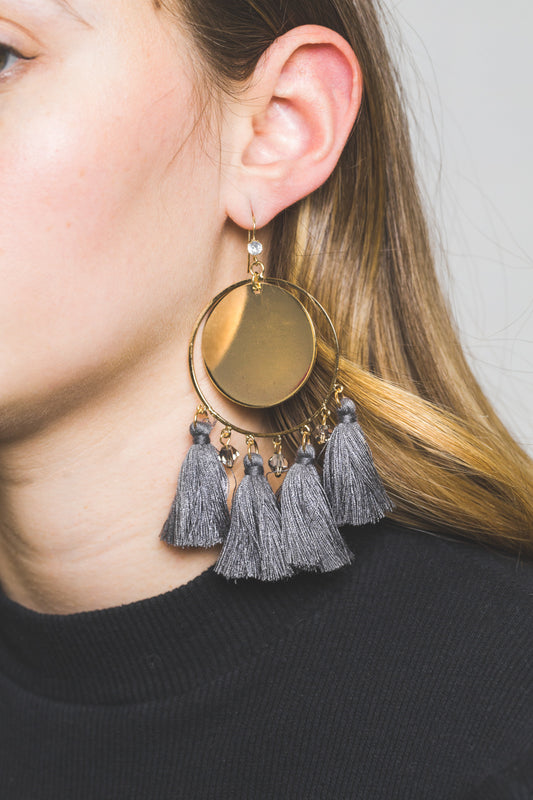 Queen Midas Tassel Earrings | Gray