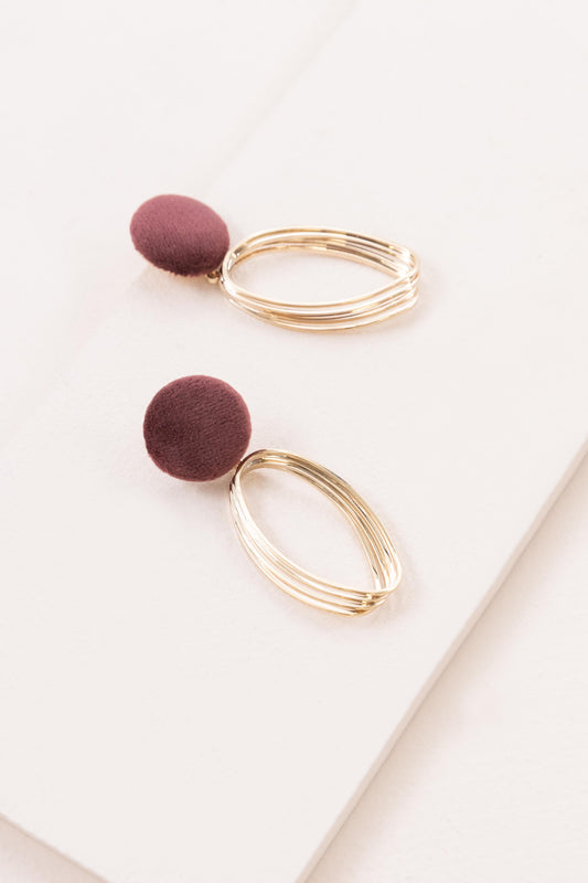 Pursuit Button Earrings | Maroon