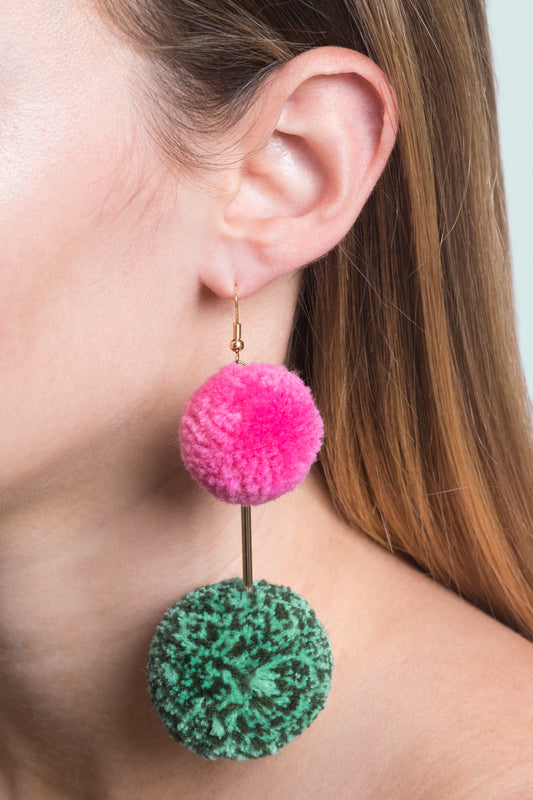 Pom Diggity Earrings | Pink Green