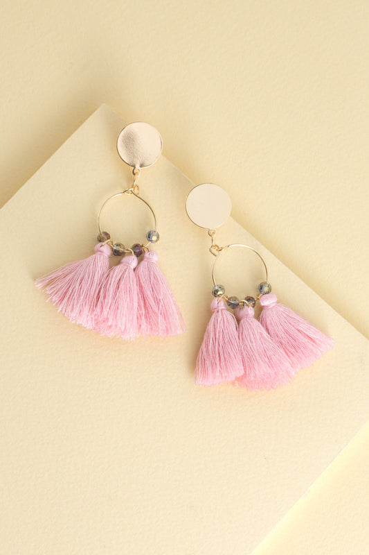 Flirty Tassel Earrings | Pink