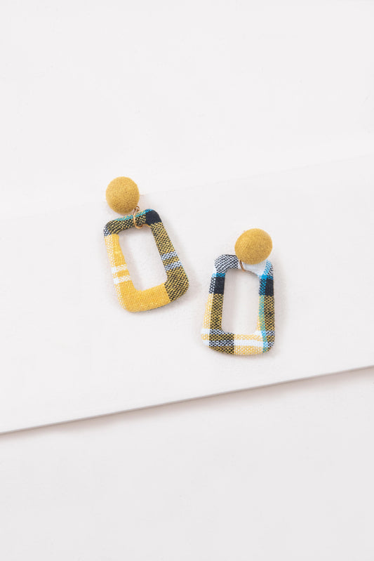 Get a Clue Plaid Earrings | Yellow