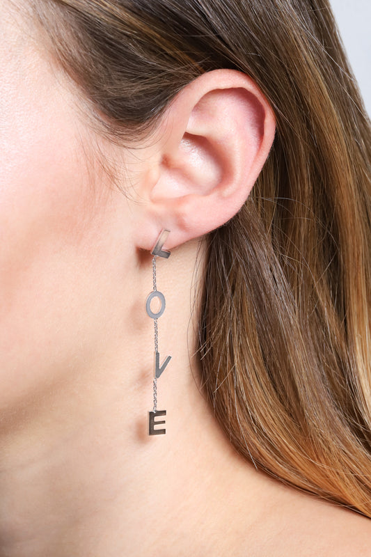 Love Dangle Earrings | Silver