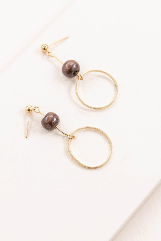 Geo Wood Drop Earrings | Circle