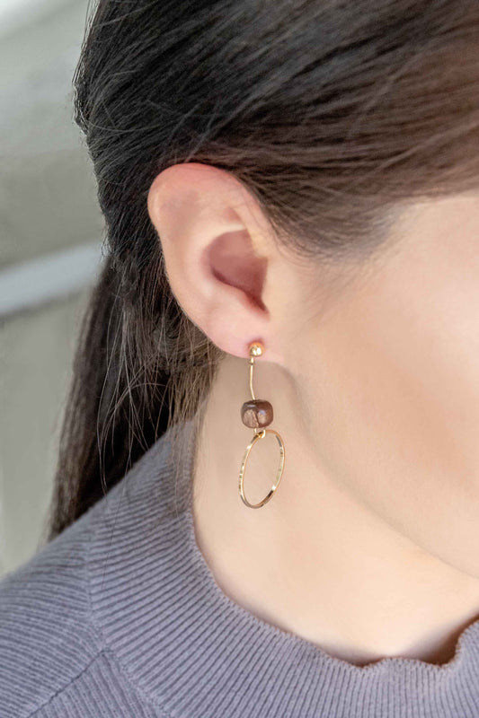 Geo Wood Drop Earrings | Circle