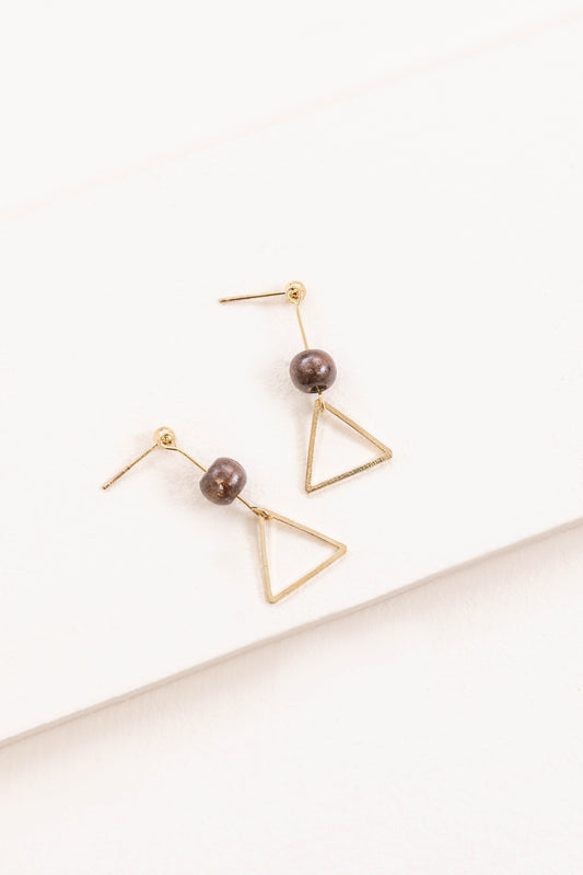 Geo Wood Drop Earrings | Triangle