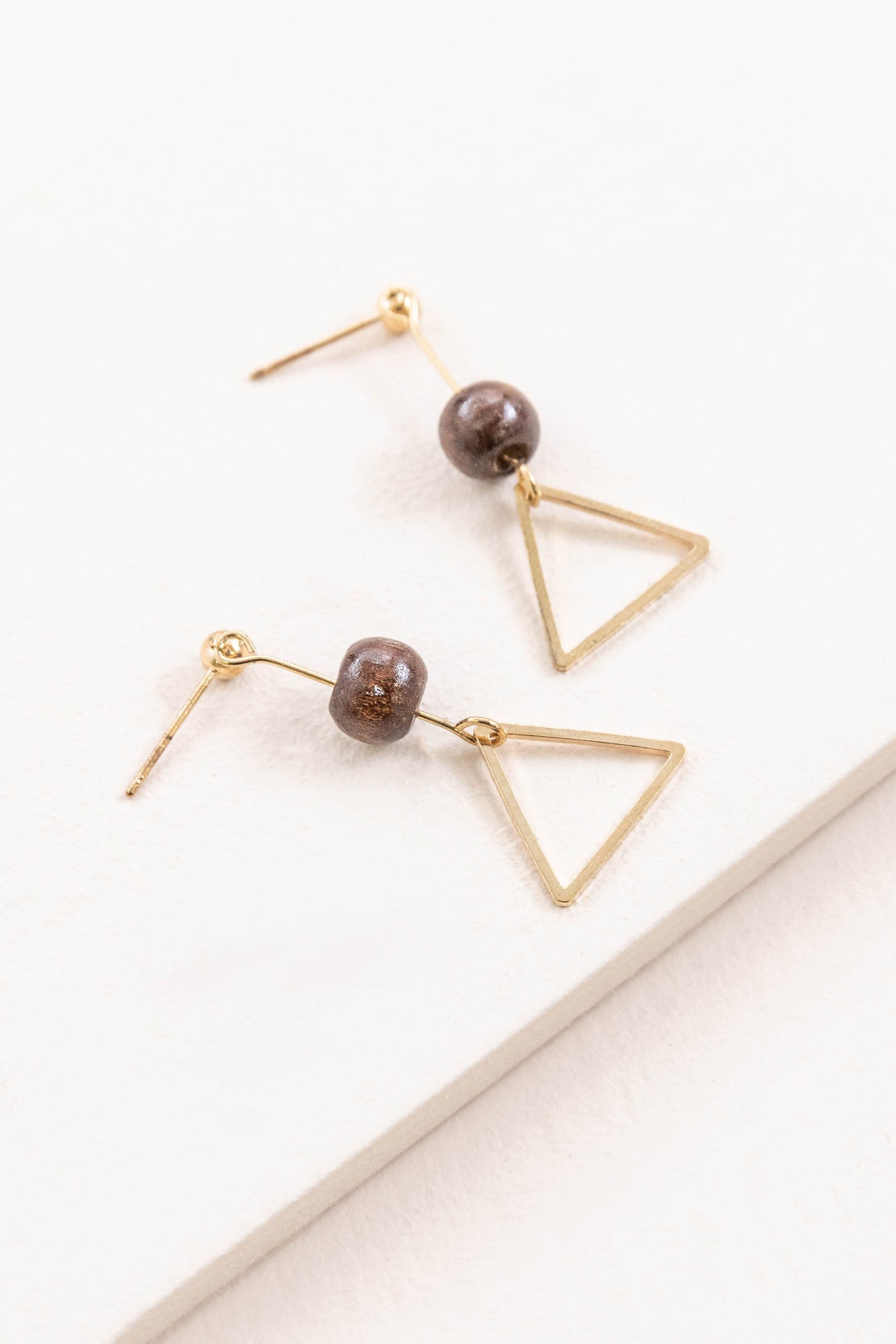 Geo Wood Drop Earrings | Triangle