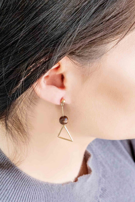 Geo Wood Drop Earrings | Triangle