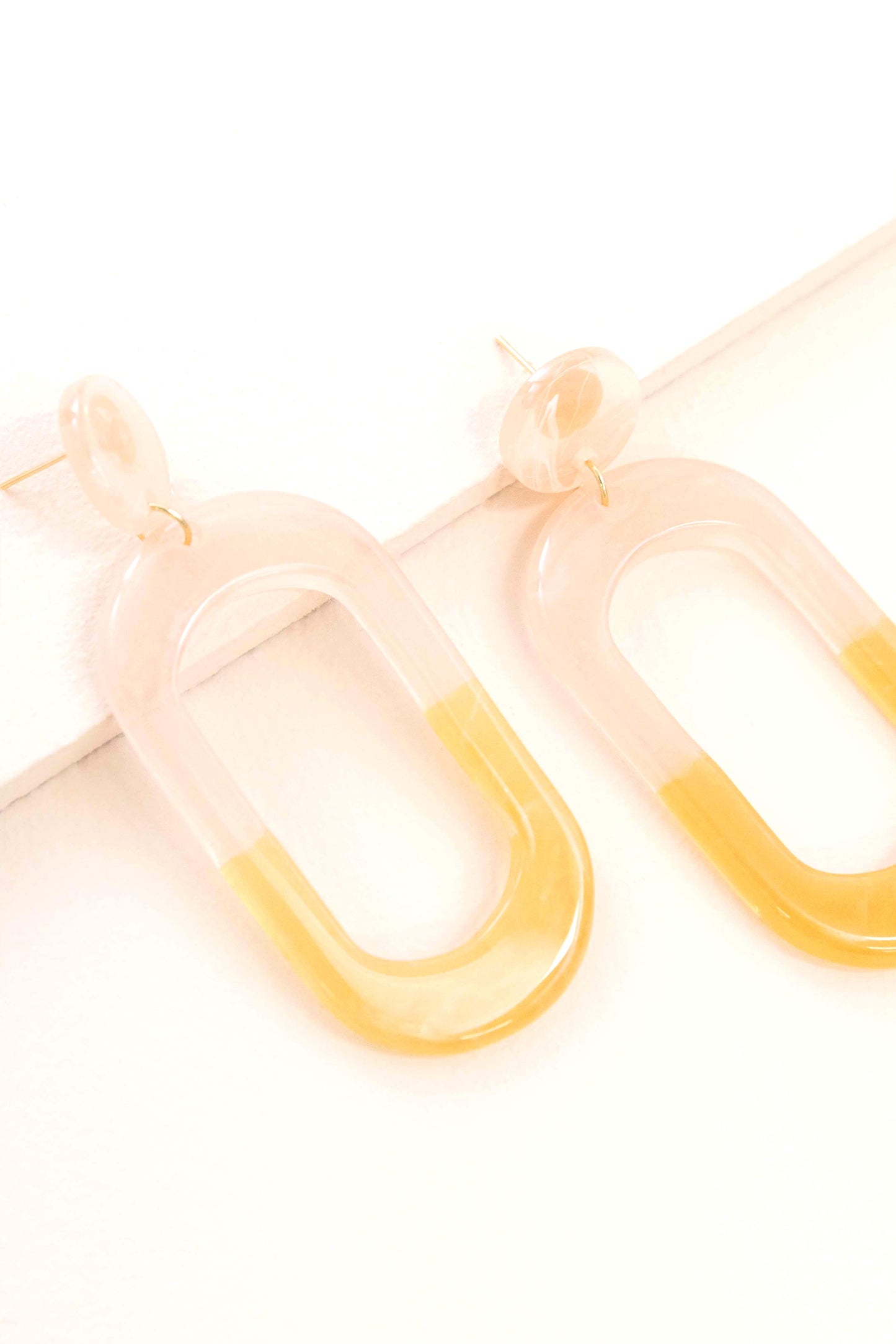 Aoa Resin Hoop Post Earrings | Yellow