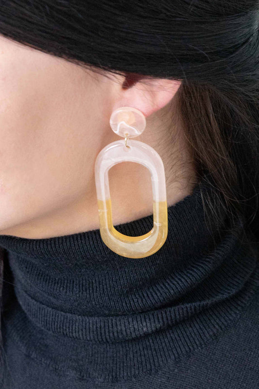 Aoa Resin Hoop Post Earrings | Yellow