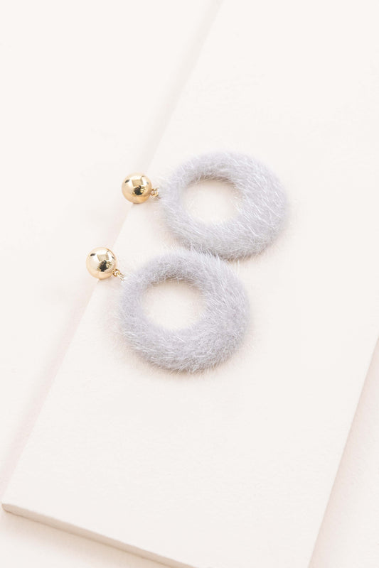 Fuzzy Mod Circle Earrings | Gray (14K)
