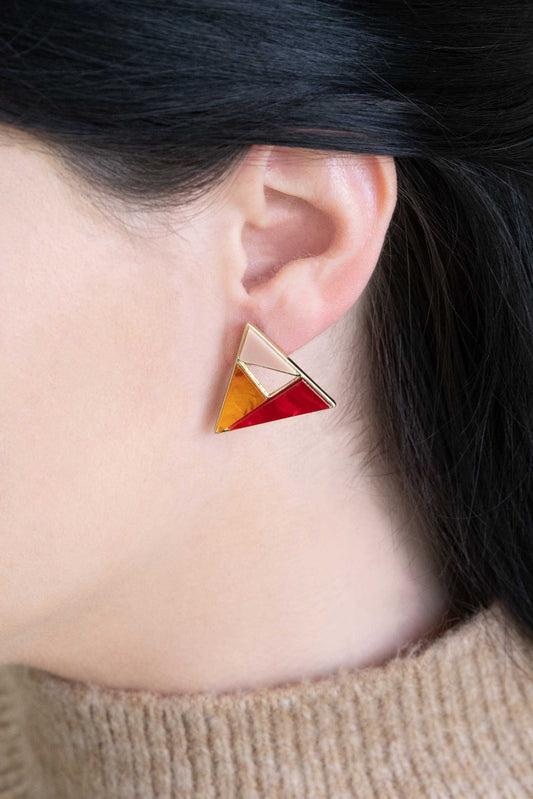 Stained Desire Triangle Earrings (10K)