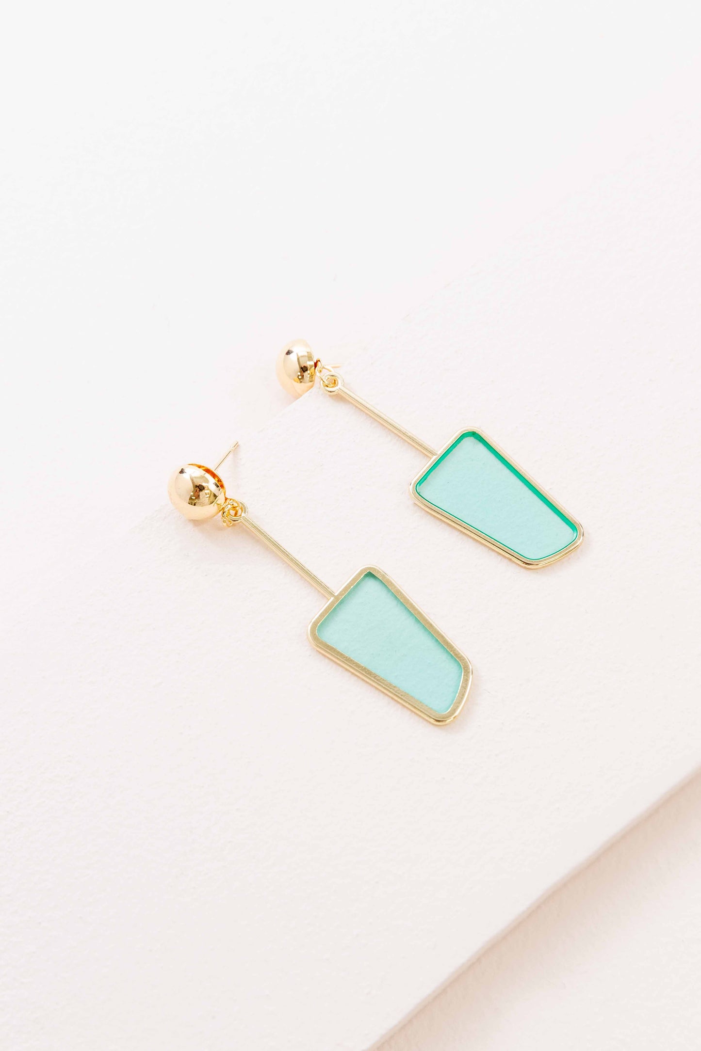 Stained Glass Dangle Earrings (14K) | Turquoise