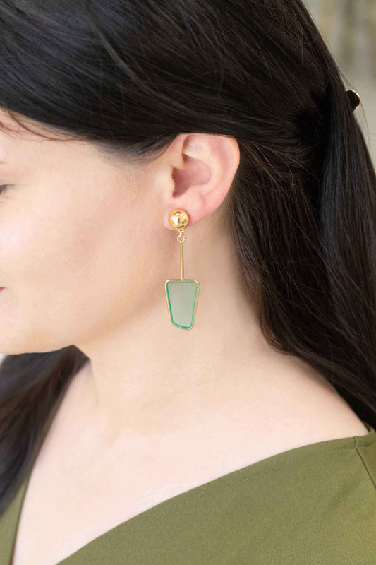 Stained Glass Dangle Earrings (14K) | Turquoise