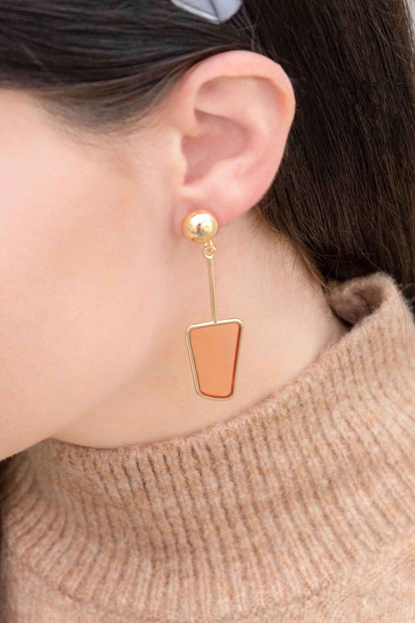 Stained Glass Dangle Earrings (14K) | Amber