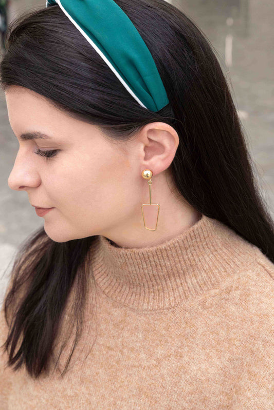 Stained Glass Dangle Earrings (14K) | Pale Pink