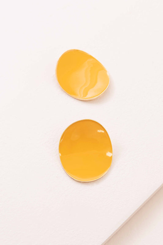 On a Curve Stud Earrings (14K) | Mustard