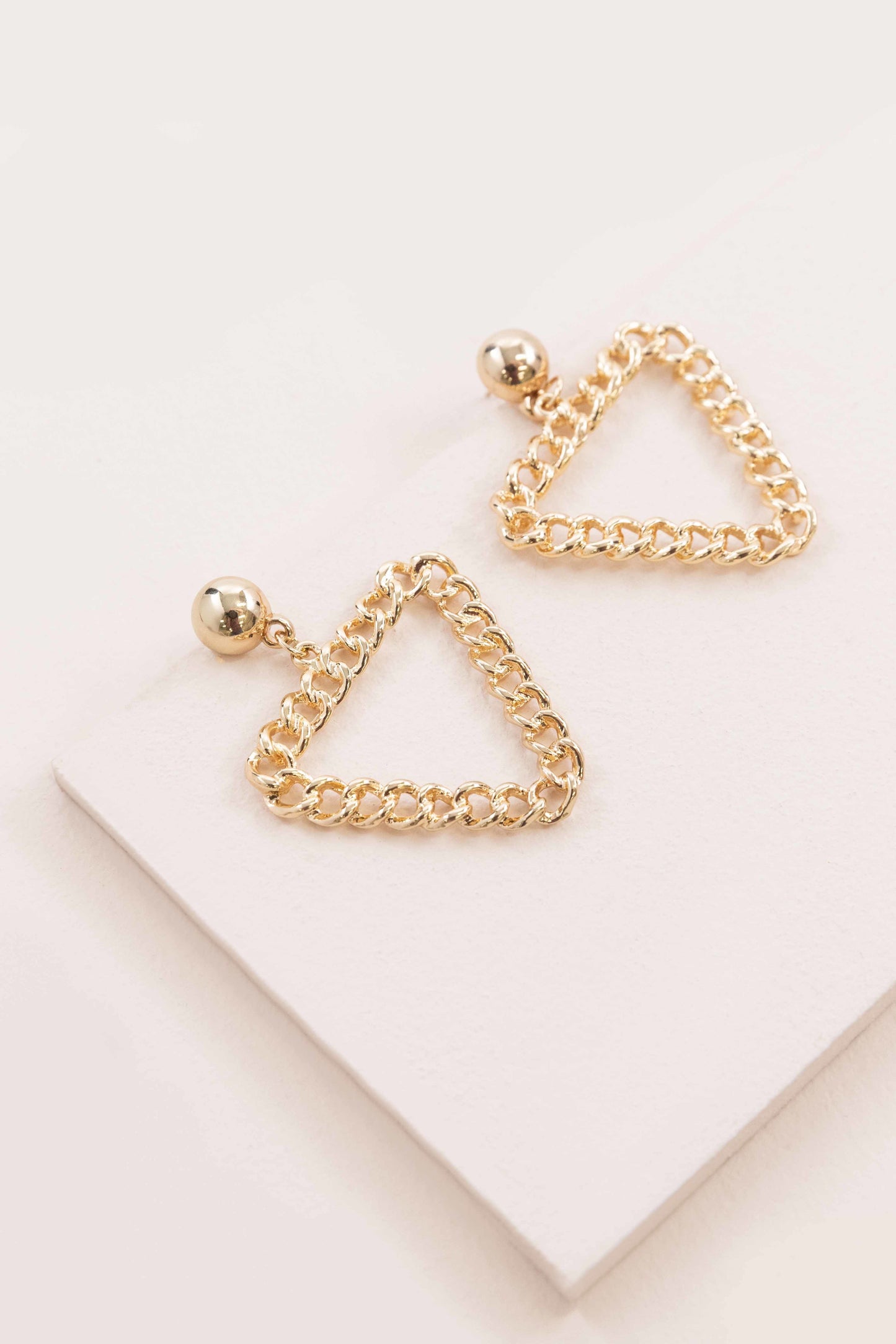 Triangle Chain Link Earrings (14K)