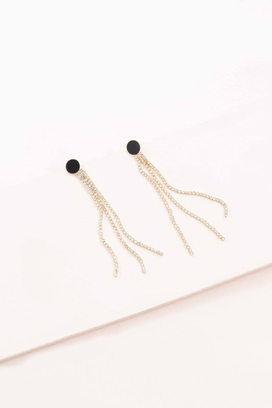 Black Dot Dangle Earrings (14K)
