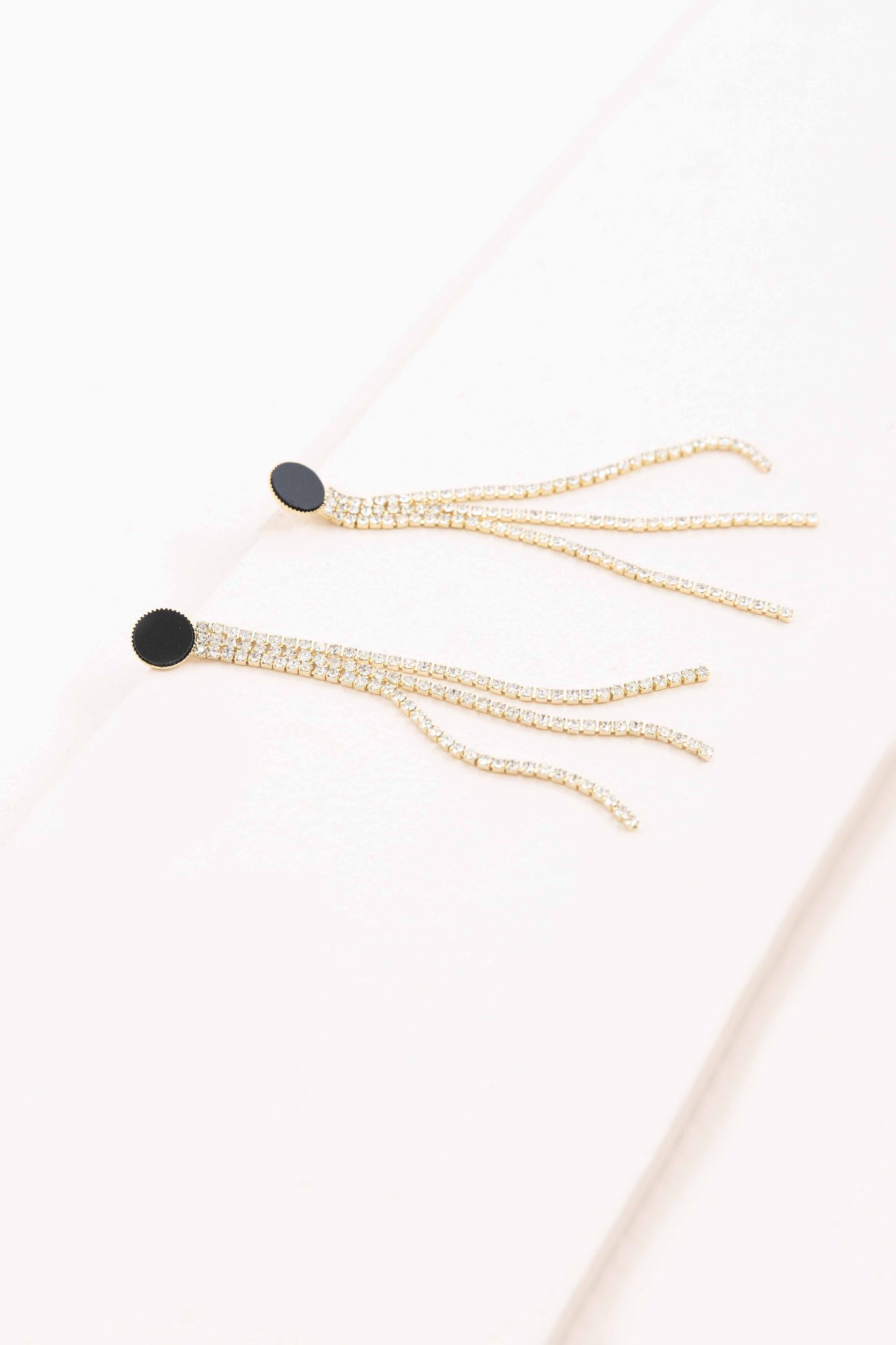 Black Dot Dangle Earrings (14K)