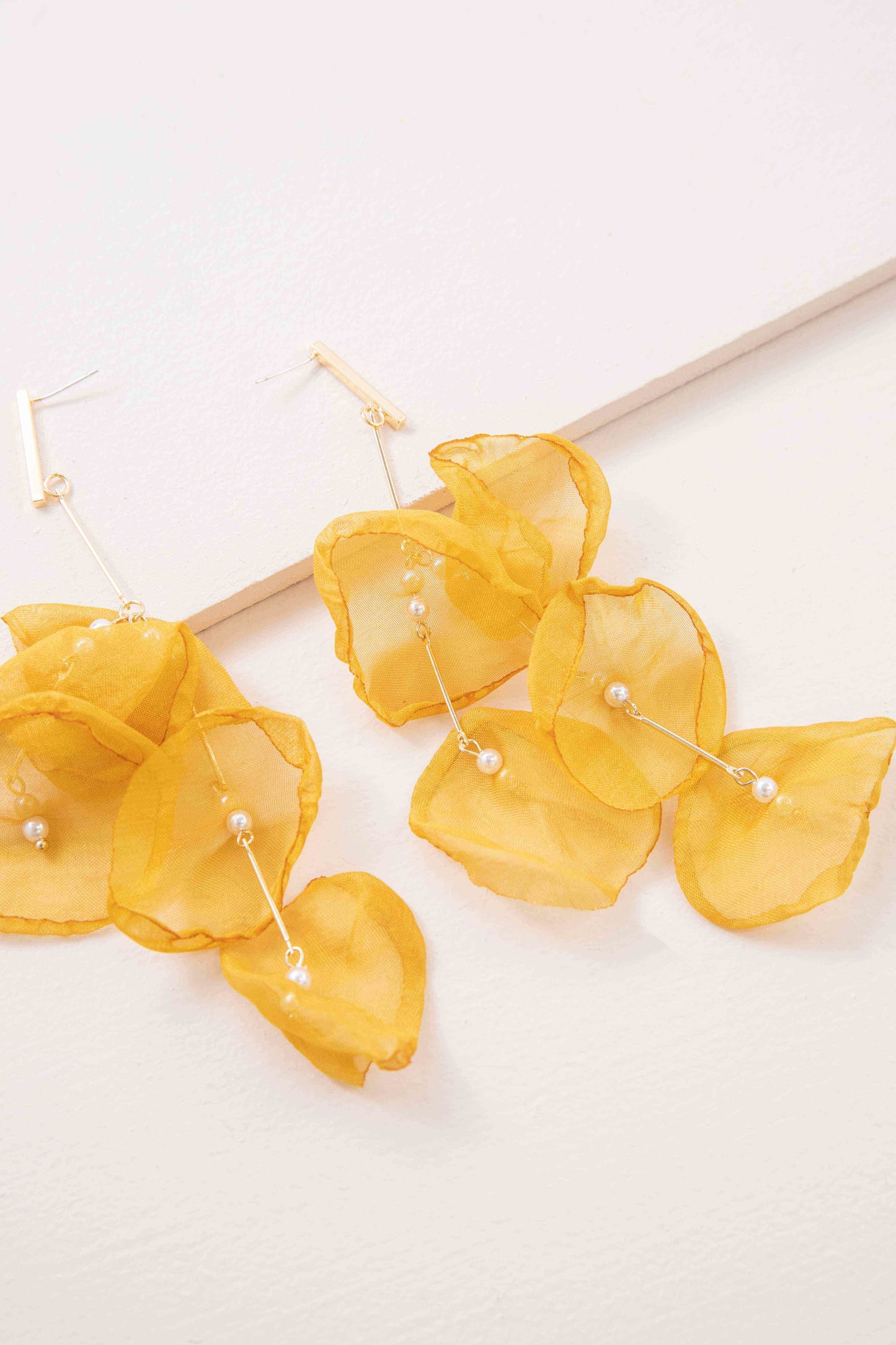 Falling Petals Dangle Earrings (14K) | Mustard
