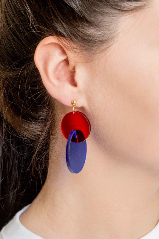 Clear Color Pop Drop Earrings | Red