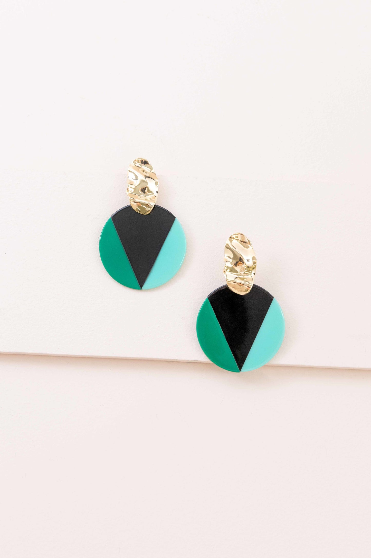 Color Block Drop Earrings | Arctic Green